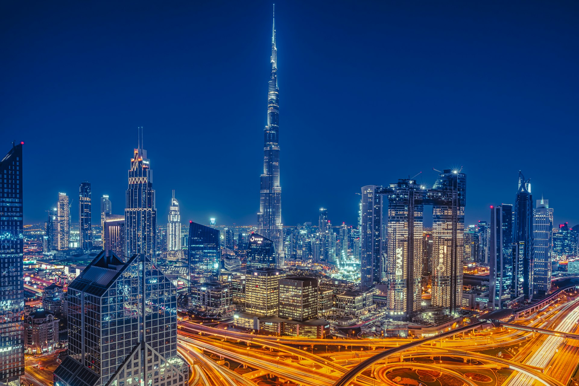 Dubai skyline at night
